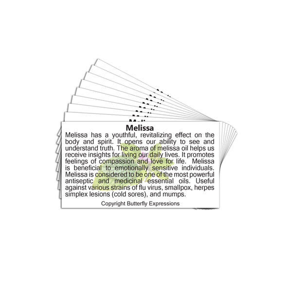 Melissa Essential Oil Product Cards